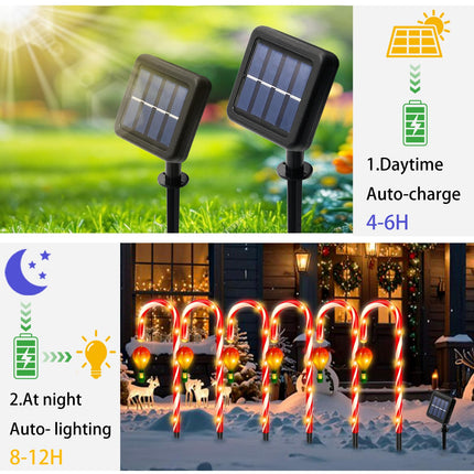 12 Pack Outdoor Christmas Decorations, 21" Solar Candy Cane Christmas Lights with Lantern and 180 Bright LED, Waterproof 8 Modes Outside Xmas Decorations for Outdoor Yard Garden Pathway
