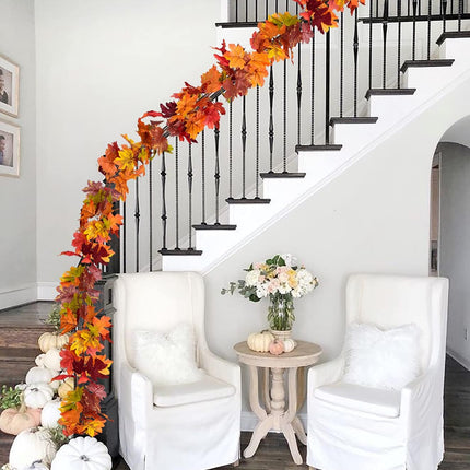 Artiflr 2 Pack Fall Maple Garland Clearance, 5.9Feet/Strand Hanging Vine Maple Leaf Garland Artificial Autumn Foliage Garland Thanksgiving Decor for Home Wedding Fireplace Party Christmas
