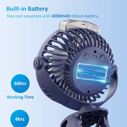 Mamibot Clip On Mist Fan, 360° Rotatable Mini Desk Fan, 2 Spray 5 Speeds Portable Personal Fan, 4000Mah Usb Rechargeable Battery