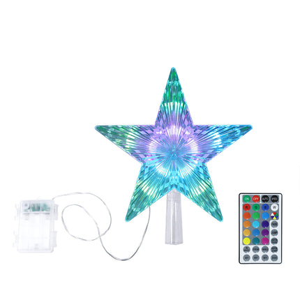 Christmas Star Tree Topper Lights 9.5inch 10LED Multicolour with Versatile Remote Controller 3AA Battery Powered for Lighted Treetop Xmas Tree Decoration（Indoor and Outdoor ）