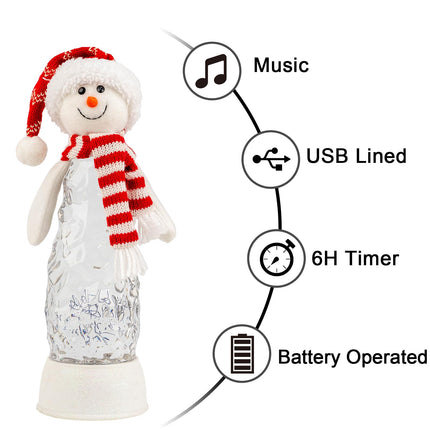 LED Lighted Snowman Swirling Glitter Musical Water Lantern Christmas Snow Globe Home Decoration and , Battery Operated or USB Powered
