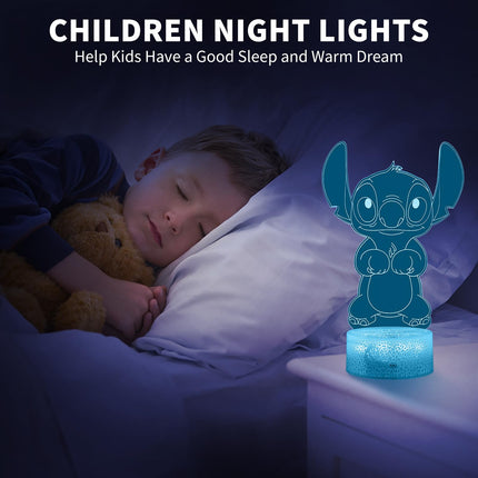 Stitch Night Lights, Stitch s Children's Room Decoration, Christmas s, Children's Day 3D LED Intelligent Remote Control Stitch Light Stitch Stuff lilo and Stitch s