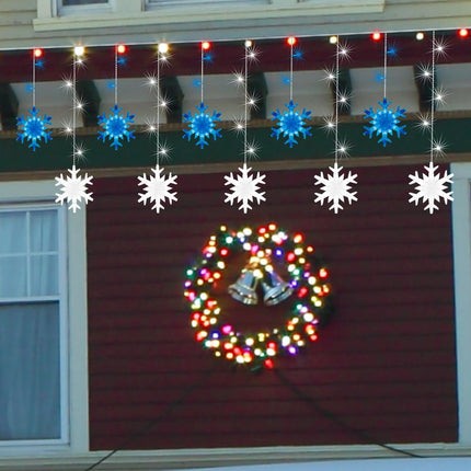 141" 155LED Twinkleb Snowflake Light, LED Snowflake Christmas Lights Indoor or Outdoor Décor for Home, Garden, Lawn (Blue and White)