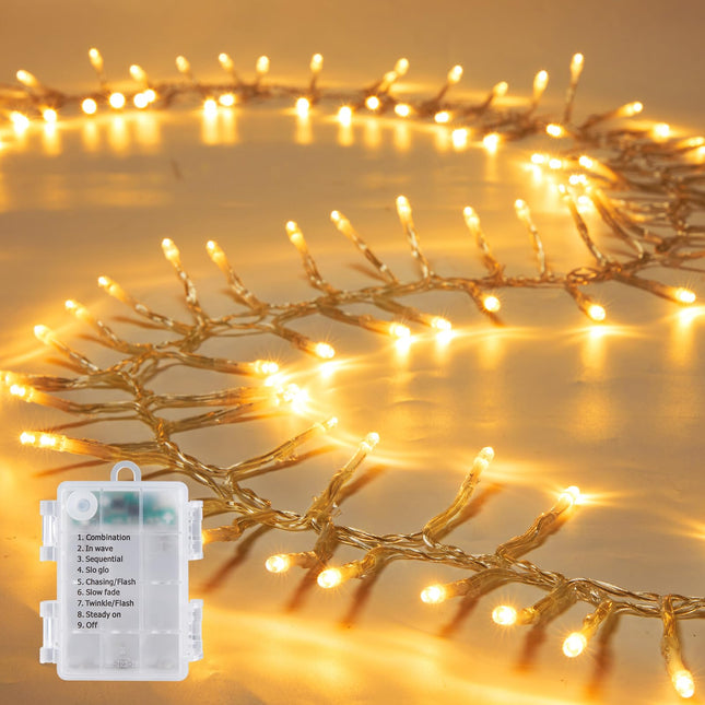 Brightown Battery Operated Christmas String Lights Outdoor, 4 FT 60 LED Battery Powered Cluster Lights with Timer, Waterproof Twinkle Fairy Firecracker Lights for Outside Indoor Party Xmas Tree