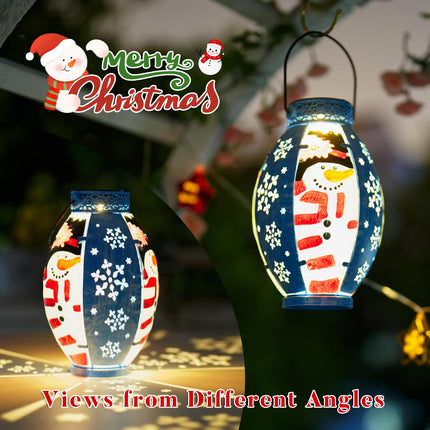 Solar Christmas Decorations Outdoor Yard Snowman Lantern, Hanging Christmas Decorations Solar Powered Lantern, Christmas Solar Lanterns Waterproof Winter Decor