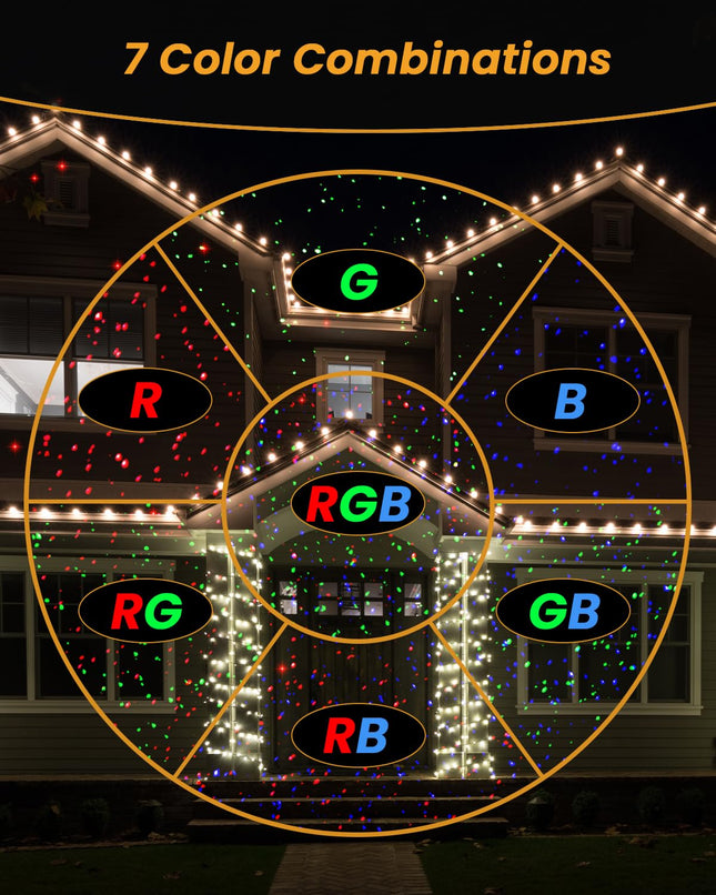 Christmas Laser Lights Outdoor, RGB (Red, Green, Blue) Christmas Light Projector, Brighter Projection Lights for Christmas, Holidays, and Parties (Red and Green and Blue)
