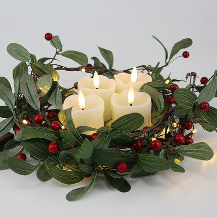 Rhytsing 2" Ivory Flameless Votive Candles Real Wax Dripping Design, LED Faux Battery Operated Tealight Candles with Timer for Christmas Wreath - Set of 4