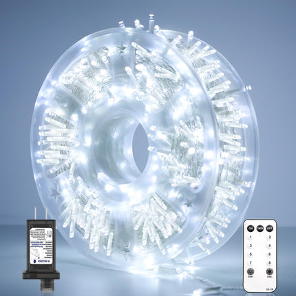 600 LED Christmas Lights, 246FT Outdoor Waterproof String Lights with Remote, Timer & Memory Function & 8 Modes, Twinkle Lights Plug in for Christmas Tree, Patio, Outside, Indoor, Cold White…