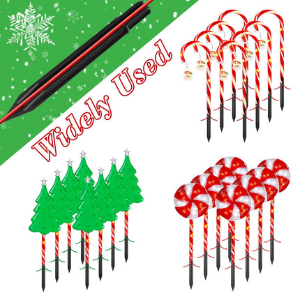 24-Pack Replacement Stakes for Christmas Candy Cane Lights, Plastic Candy Cane Pathway Lights Spike Replacer, Size 0.6 X 6.1 Inches, Plastic Ground Stakes for Candy Cane Lights