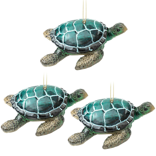 Set of 3 Sea Turtle Christmas Tree Hanging Ornaments Home Decor Hanging Beach Themed Christmas Decor Ocean Ornaments for Christmas Tree Turtle Ornaments for Bathroom Decor Topper s