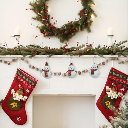 Snowman Ornaments for Christmas Tree Red White Plush Snowman Christmas Decorations Indoor Holiday Party Decor Set of 3