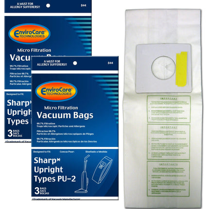 Envirocare Micro Filtration Vacuum Bags Designed To Fit Sharp Pu2 Uprights 6 Pack
