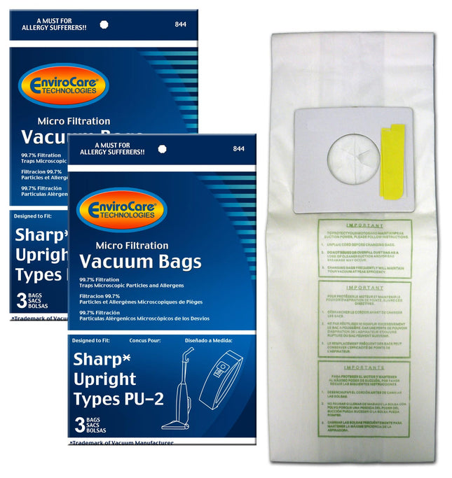 Envirocare Micro Filtration Vacuum Bags Designed To Fit Sharp Pu2 Uprights 6 Pack