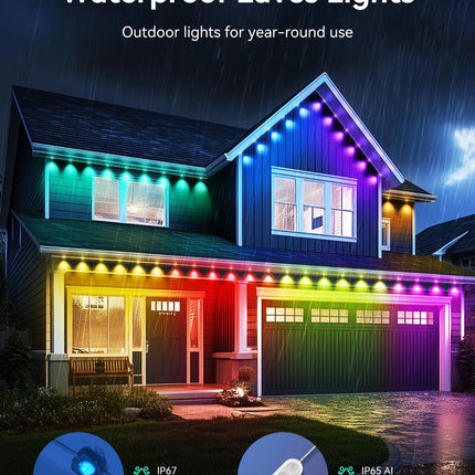 Permanent Outdoor Lights, Smart RGB Outdoor Lights for House, 150ft with 108 LED, IP67 Waterproof LED Lights for Christmas Decorations, Work with Remote, APP, Alexa, Google Assistant