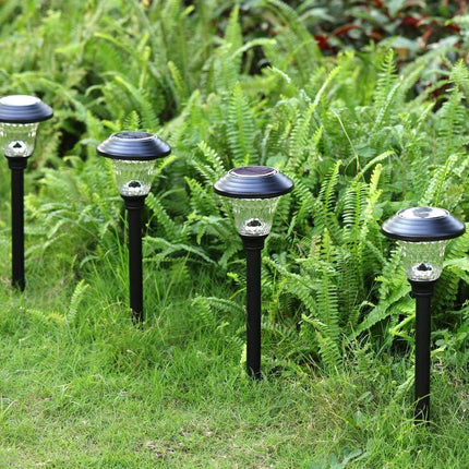 Beau Jardin 8 Pack Solar Pathway Lights Color Changing + Bright White Outdoor Garden Stake Glass LED Stainless Steel Waterproof Landscape Path Lighting for Yard Walkway Driveway Outside Black