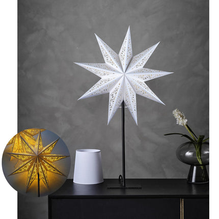 Christmas Star Paper Lantern with Fairy Lights – Hanging Lighted Paper Star Lampshade for Indoor Holiday & Party Decorations, Home & Window Décor