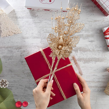 28 Pack Christmas Tree Picks and Sprays, Rose Gold Christmas Ornaments Artificial Glitter Berry Stems Branches Picks Twigs for Xmas Tree Small Vase Filler Home Holiday Wedding Party Decor