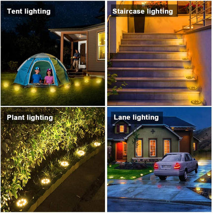 Solar Powered Ground Lights 8 Pack,Ip68 Waterproof Outdoor Led Disk Lights For Garden,NonSlip Landscape Path Lighting For Patio