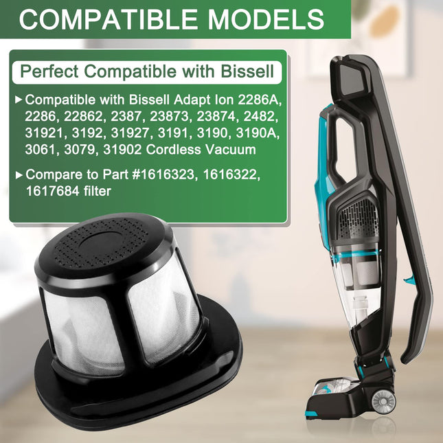 3061 3079 Filter For Bissell Powerlifter Pet Filter And Adapt Ion Filter, Compatible With 2286 2286A 2482 3079 2387, Compare To Part 1616323 1616322 1617684 4 Pack