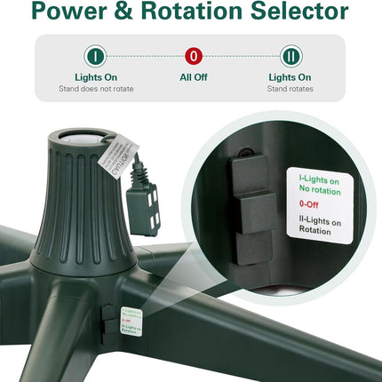 360-Degree Rotating Christmas Tree Stand for Artificial Trees Up to 7.5ft, Silent & Durable Metal Gear & POM Construction, Universal Fit for Most Fake Trees (Green)