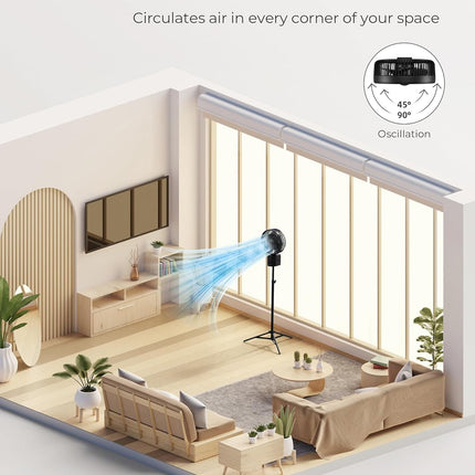 10 Portable Pedestal Fan, 10000Mah Rechargeable Table Fan With 7 Speeds, Oscillating Standing Fan With Timer For Bedroom, Office