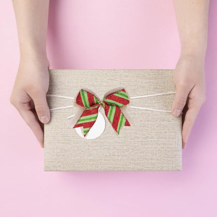12 Pcs Christmas Candy Bow 4 Inch Burlap with Red and Green Dot Bows Glitter Stripe Candy Cane Lollipop Peppermint Wreath Bows for Xmas Door Garland DIY Candy Themed Party Supplies (Christmas)