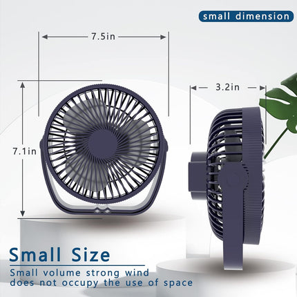 Desk Fan,Battery Operated Fan,Portable Table Fan,6Inch Foldable Travel Fan,2000Mah Desktop Fan,Three Wind Speeds, Extremely Quiet