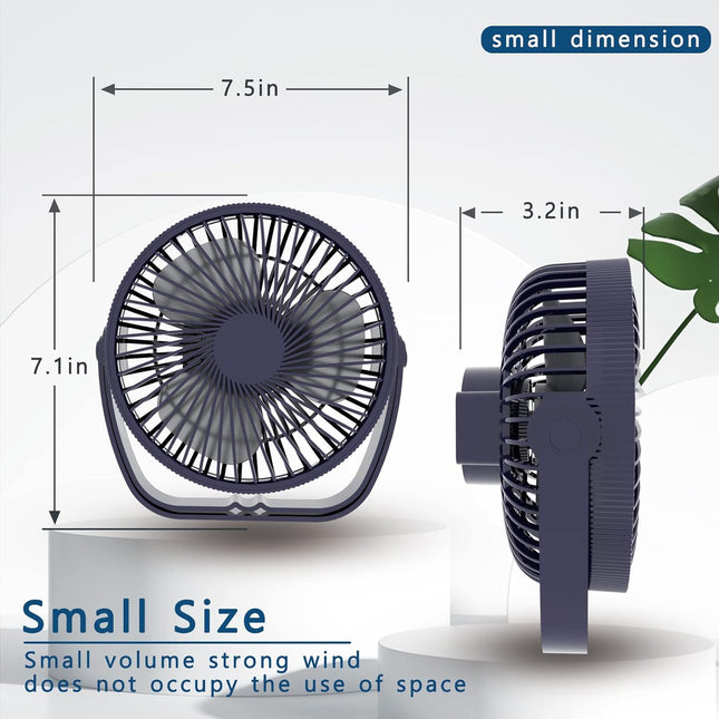 Desk Fan,Battery Operated Fan,Portable Table Fan,6Inch Foldable Travel Fan,2000Mah Desktop Fan,Three Wind Speeds, Extremely Quiet
