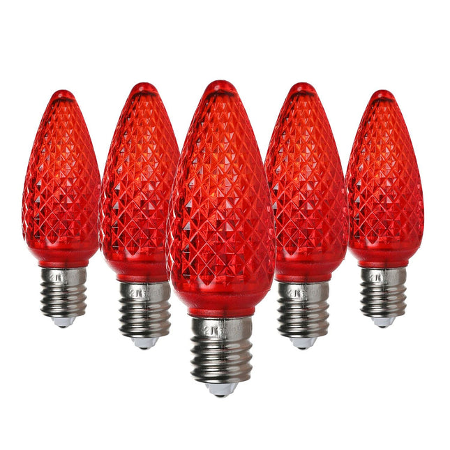 Vibrant Red LED Bulbs - Pack of 25 Dimmable UL Listed IP65 C9 Replacement Bulbs for Outdoor Christmas Decorations