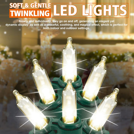 50 LED Slow Twinkle Lights, Soft Twinkling Christmas String Lights, UL 27 Ft, Connect Up to 50 Sets, Indoor & Outdoor Christmas Decorations