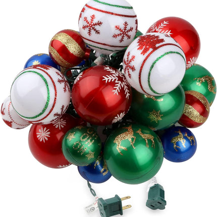 Christmas Ball Ornament Lights,28ft 25 Bulbs Christmas Tree Lights, Indoor Christmas String Lights,Plug in Expandable Wire Lights for Christmas Holiday Party
