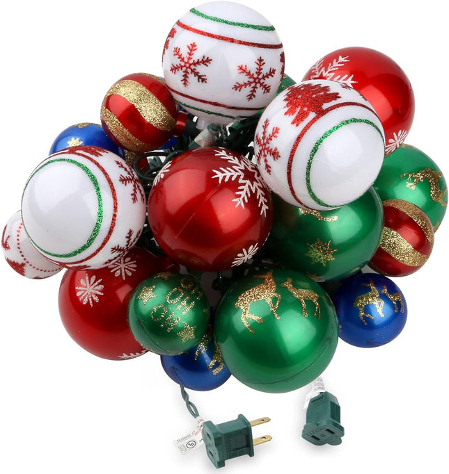 Christmas Ball Ornament Lights,28ft 25 Bulbs Christmas Tree Lights, Indoor Christmas String Lights,Plug in Expandable Wire Lights for Christmas Holiday Party