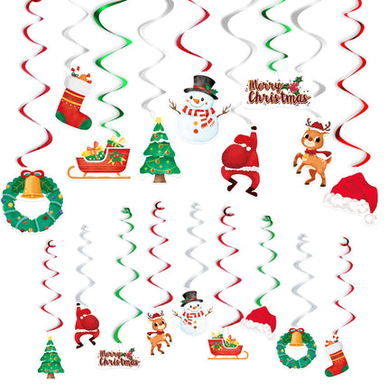 WERNNSAI Christmas Party Hanging Swirl Decorations - 27 Pieces Sparkly Streamer Party Spiral Ceiling Decorations Birthday Party Supply Xmas Themed Fiesta Ornaments
