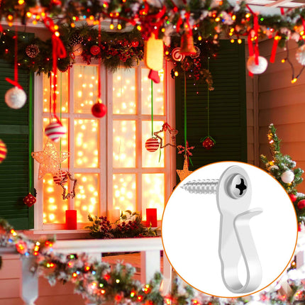36 Pack Light Hanger Hooks, White Stainless Steel Screw in Hooks for Hanging Outdoor Lights, Christmas Light Hooks, Small Screw Hooks for Hanging Patio Light, Holiday Decor, Wind Chimes