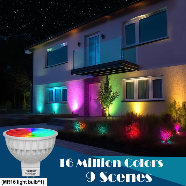 iYogaled Brass RGB Landscape Lighting Fixture，Adjustable Color Changing Low Voltage Landscape Lights with Inserted Ground Stake, 12V Outdoor Spot Lights for Yard Garden Pathway Lawn Decorative
