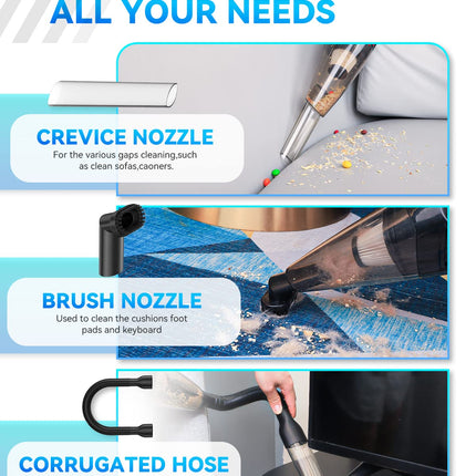 High Power Handheld Vacuum Cordless, Car Vacuum Cleaner Rechargeable,Mini Portable Rechargeable Wireless Vacuum Cleaner
