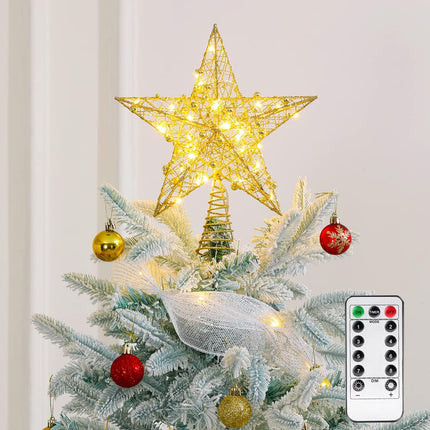 Christmas Tree Topper Star LED Lights Star Treetop Battery Operated,Lighted Star Tree Topper for Christmas Tree Decorations (Golden)