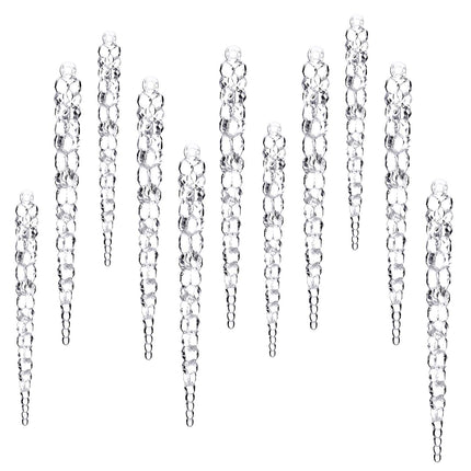 Blulu 24 Pieces Clear Icicle Ornaments Plastic Icicle for Christmas Holiday Tree or Wedding Decoration 5 Inch and 5-9/10 Inch