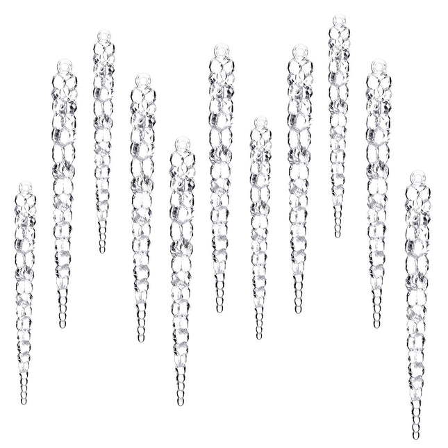 Blulu 24 Pieces Clear Icicle Ornaments Plastic Icicle for Christmas Holiday Tree or Wedding Decoration 5 Inch and 5-9/10 Inch