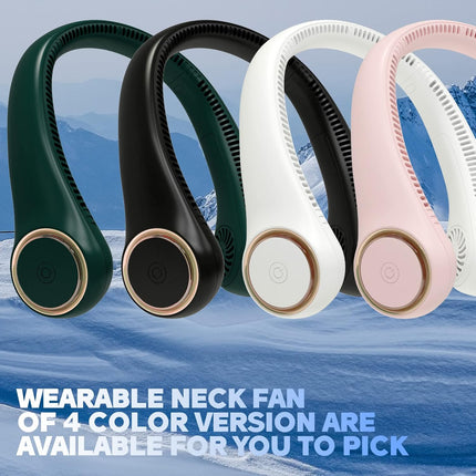 Bladeless Portable Neck Fan Rechargeable Hands Free Usb Personal Fan Battery Operated With Led Lights For Home Office Travel