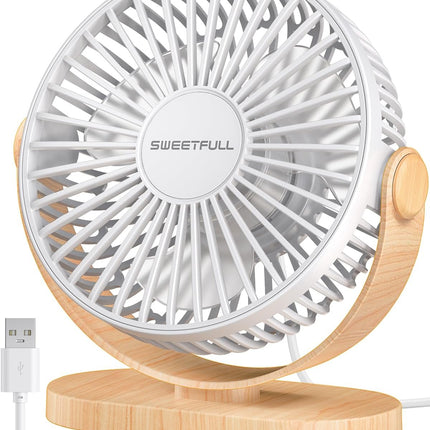 Sweetfull Desk Fan Usb Small Fan, 3 Speeds Portable Fan, 360° Rotate Personal Desktop Table Fan, Mini Fan Quiet Operation