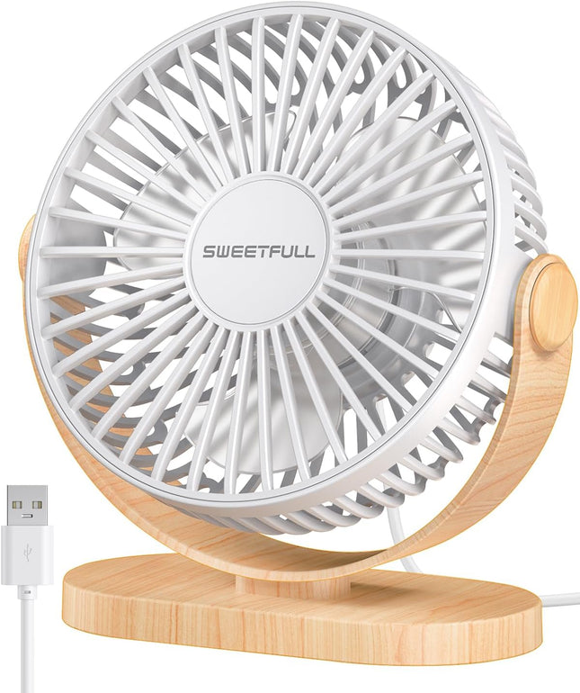 Sweetfull Desk Fan Usb Small Fan, 3 Speeds Portable Fan, 360° Rotate Personal Desktop Table Fan, Mini Fan Quiet Operation
