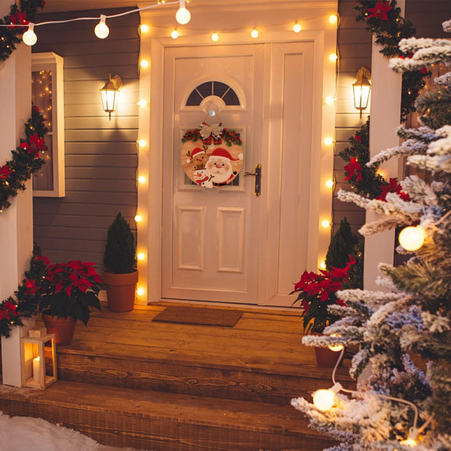 Merry Christmas Decorations Wreath, Merry Christmas Sign Front for Door Decoration, Rustic Wooden Holiday Decor for Front Door Porch Window Wall Farmhouse Indoor Outdoor Decorations