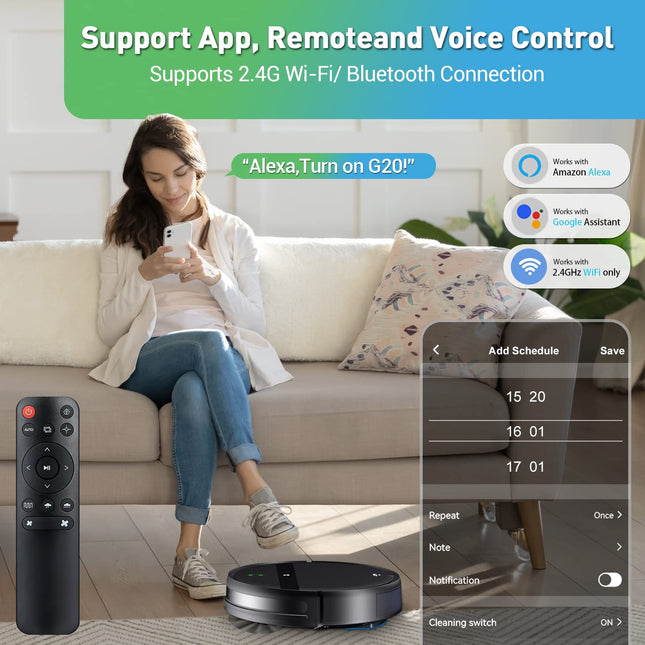 Robot Vacuum Mop Combo, Wifiappalexa, Mopping Robot Vacuums With Tangle, Scheduled Cleaning, Automatic Recharge Vacuum Robot Cleaner And Mop For Pet Hair, Low Carpet