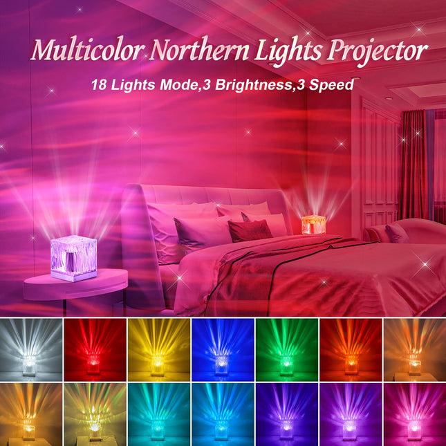 Mubarek Northern Lights Projector Ceiling Projector, 18 Colors Lighting Galaxy Projector Mood Lighting,Remote Room Projector Lights for Bedroom Lighting,Ambient Lighting Room Decor for Teen Girl s