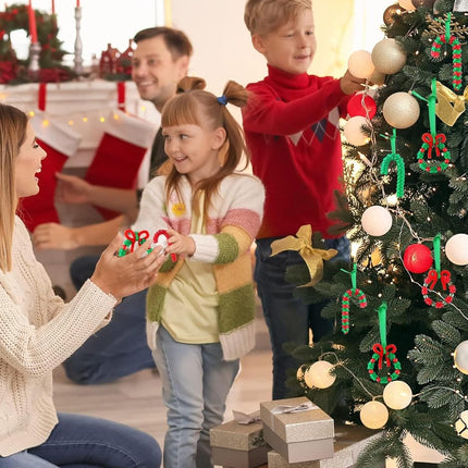 Lanstics 60 Sets Christmas Craft for Kids Beaded Ornament Kit Including 30 Sets Wreath, 30 Sets Candy Cane for Xmas Craft Tree Decorations Adults Kids Holiday Party (Assembly Needed)