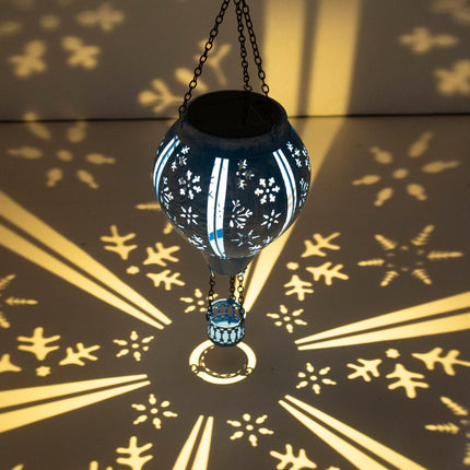 Christmas Hot Air Balloon Solar Lantern, Snowflake Metal Christmas Outdoor Solar Lanterns Waterproof for Yard Patio Porch Garden, Solar Christmas Decorations s for Kids Women Adults