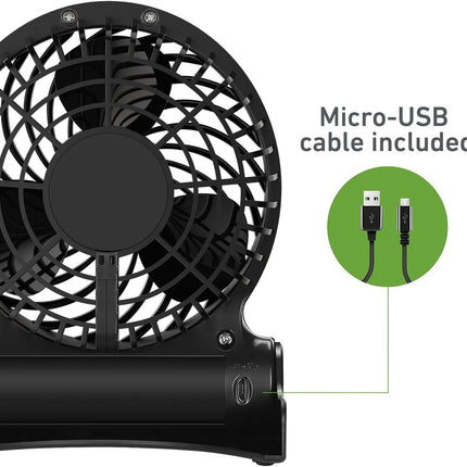 Holmes 4 Personal Fan, Rechargeable Battery, 3 Speed Settings, Lightweight, Compact And Portable, Adjutstable Head, Home