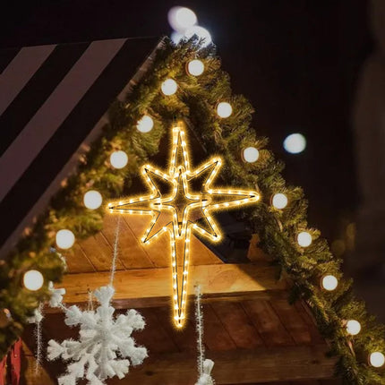 22" Star of Bethlehem Outdoor Lights, Metal Frame Waterproof 96 LEDs Warm Yellowish Lights,LED Lights for Christmas Nativity Scene Outdoor Yard Porch Festival Wedding Party,Time Switch