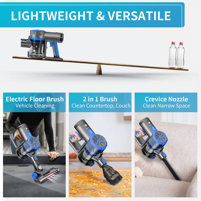 Cordless Stick Vacuum Cleaner, 45 Minutes Runtime, 4 In 1 Lightweight Stick Vacuum 200W, 3 Power Modes, Hepa Filter For Hardwood Floors, Carpet, Pet Hair, Car E20 Pro